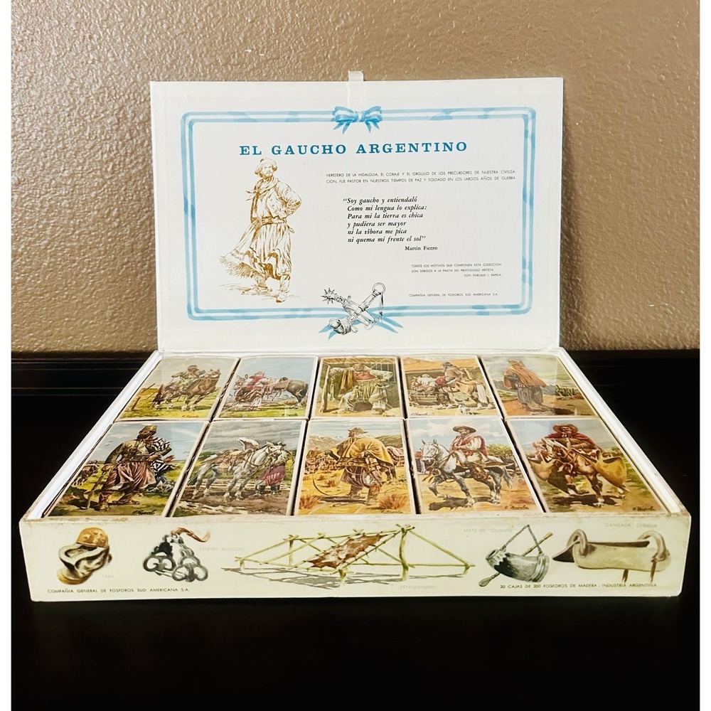 Vintage El Gaucho Argentino 20 Matchbox Presentation Set Enrique Rapela Rare